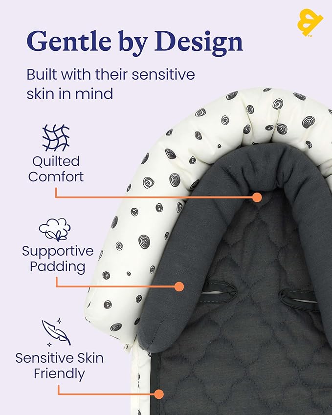 Travel Bug Baby & Toddler 2-in-1 Head Support Duo Head Support for Car Seats, Strollers & Bouncers (Grey/White)