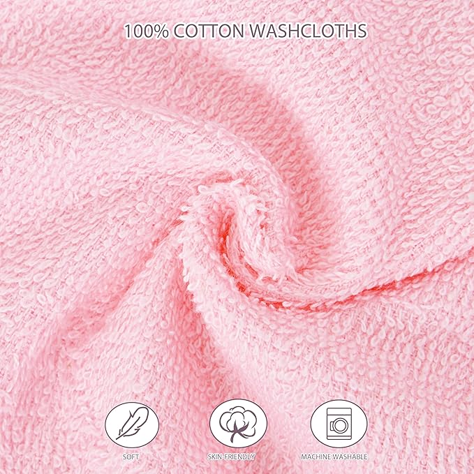 12 Pack Small Baby Washcloths 100% Cotton Thin Soft 7.8" x 7.8" Terry Cloth for Baby Face Bath Burp Travel Lightweight Multi-Purpose Newborn Must Haves