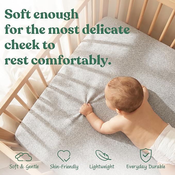 Comfort Crib Sheets for Boys: Soft Fitted Crib Sheet That Stays Put, Universal Fit for 28x52 Crib Mattresses, Hypoallergenic with a Calming Effect, 2-Pack (Navy & Grey)