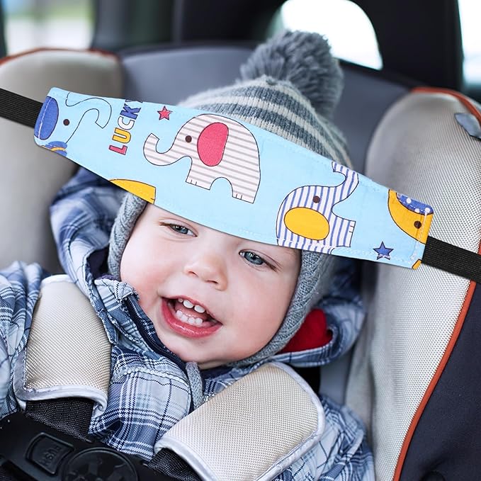 HESTYA 2 Pcs Carseat Head Support Toddler, Stroller Seat Headrest for Sleeping Traveling, Neck Relief Headband Strap for Kids Children Toddler Infant(Elephant)