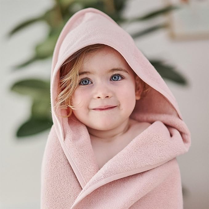 Hooded Baby Towel - 100% Organic Cotton Baby Bath Towels – Baby Towels, Baby Bath Towels for Baby Girl, 32" x 32" Super-Soft and Absorbent Baby Towels for Newborn (Blush)