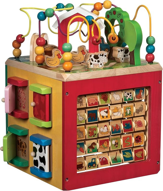 Battat – Activity Cube with Farm Theme – Educational Wooden Toys for Toddlers and Kids – 1 Year +