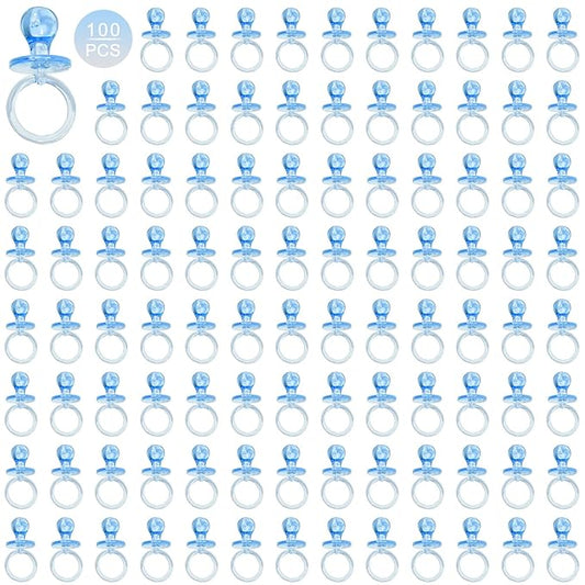 100 Pieces 2.75 Inch Plastic Pacifier for Baby Shower, Baby Shower Pacifier for Gender Reveal Party Decoration DIY Birthday Party Gift (Blue)