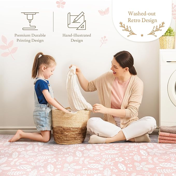 PopsyKosy Premium Baby Floor Play Mat - Thick & Cushioned 0.5 inch Playroom Foam Mat, Non-Toxic Odorless - 6 Tiles - Spacious 6x4 ft. - Stylish & Large, Waterproof for Kids & Toddlers - Baby Coral