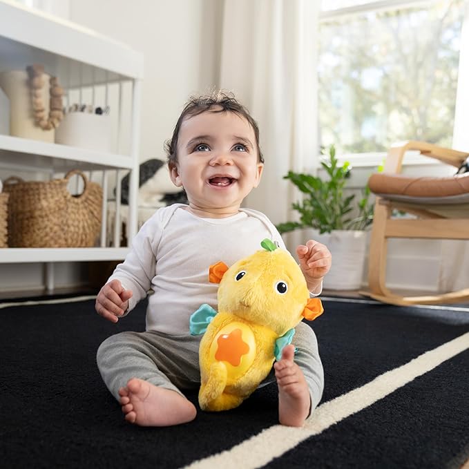 Baby Einstein Sea Dreams Seahorse Plush Soother Toy, with Music and Lights, Ages 0 Months and Up, Yellow
