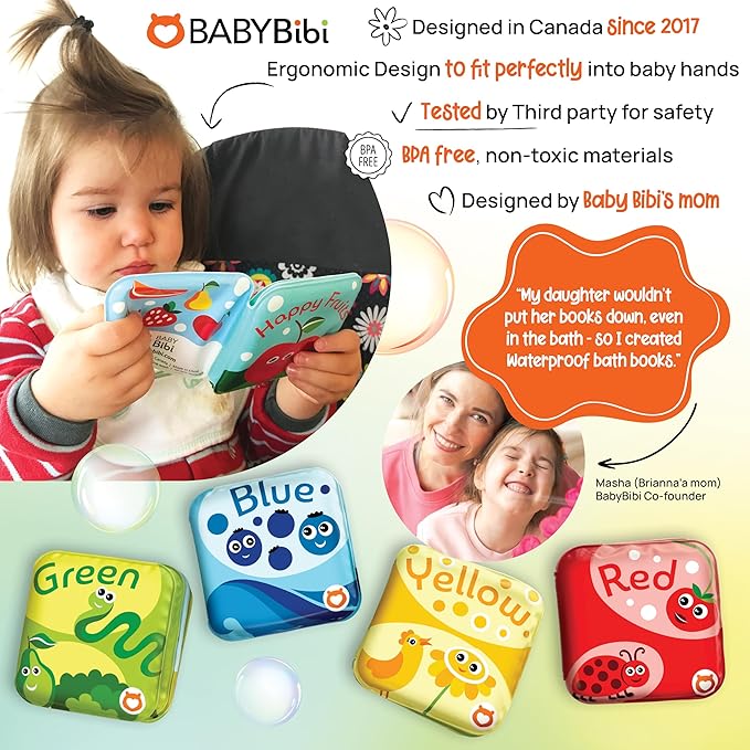 BabyBibi Floating Baby Bath Books for Baby. Kids Learning Bath Toys. Waterproof Bathtime Toys for Toddlers. Kids Educational Infant Bath Toys. (Set of 4: Color Recognition Bath Books)