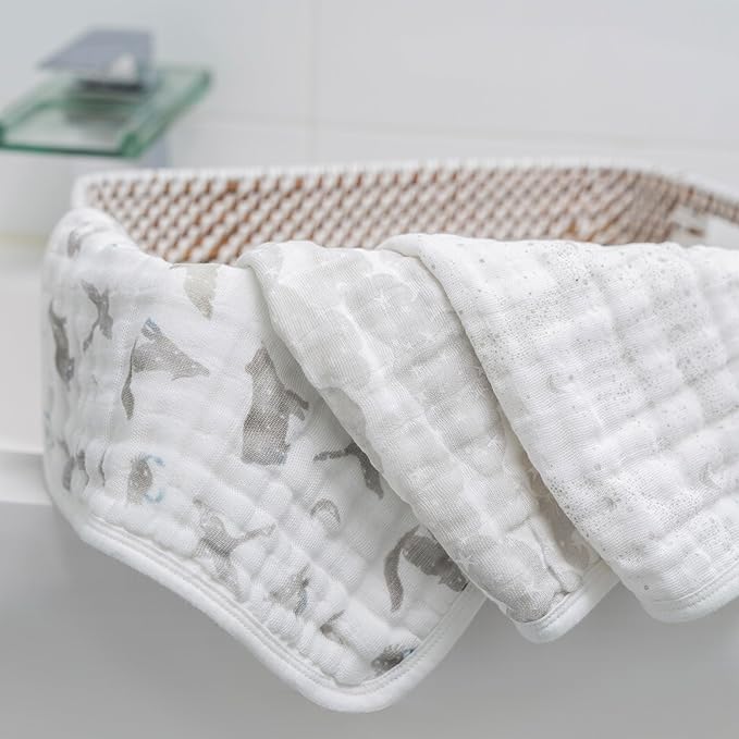 aden + anais Organic Oversized Washcloth 3-Pack, Super Soft 100% Organic Cotton Muslin, Gentle on Skin, 3 Absorbent 12x12 Layers, Softer with Every Use, for Babies Infants Toddlers, Map The Stars