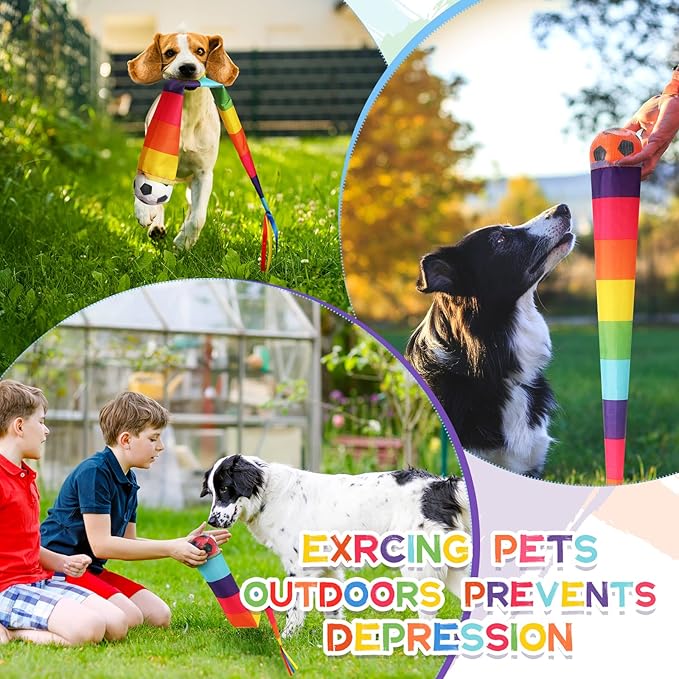 Leyndo 12 Pcs Throw and Catch Soccer Balls with Rainbow Tail, Fun Colorful Sports Comet Balls Playground Toys for School Classroom Beach Outdoor Camping Healthy and Fun Games, 23.6 Inch Long