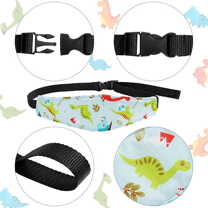 HESTYA 2 Pcs Carseat Head Support Toddler, Stroller Seat Headrest for Sleeping Traveling, Neck Relief Headband Strap for Kids Children Toddler Infant(Dinosaur and Dolphin)