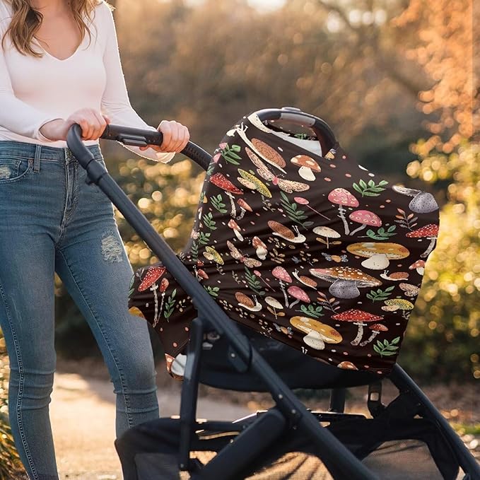 ZFRXIGN Mushroom Car Seat Covers Canopy for Babies Nursing Cover Scarf Shopping Cart Cover Light Blanket Stroller Cover Girls Gifts Snail Animal Baby Car Seat Cover