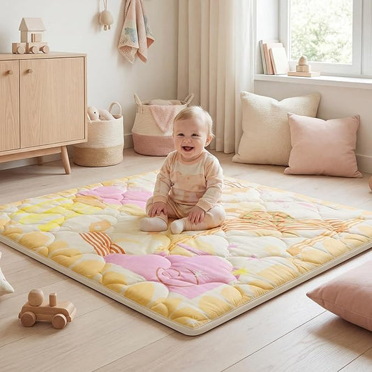1.5" Thicker Baby Play Mat for Floor, 50x50 Removable & Machine Washable Cover Playpen Mat Softness Foam Mats, Easy-Clean Hygienic, Comfort Safety Kids Crawling (Wonder Space)