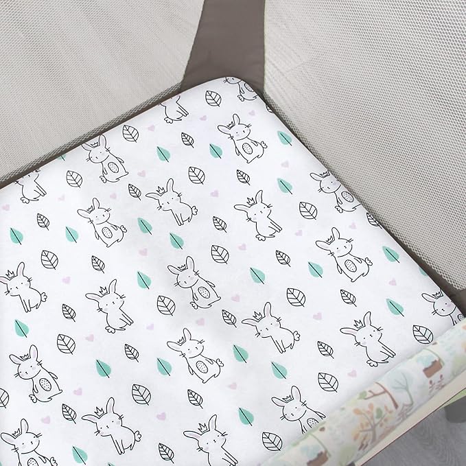 Pack and Play Sheets 2 Pack with Waterproof Cotton Pack and Play Mattress Pad