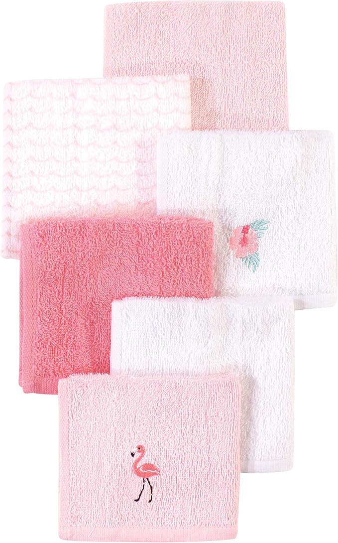Hudson Baby Unisex Baby Super Soft Cotton Washcloths, Flamingo, One Size