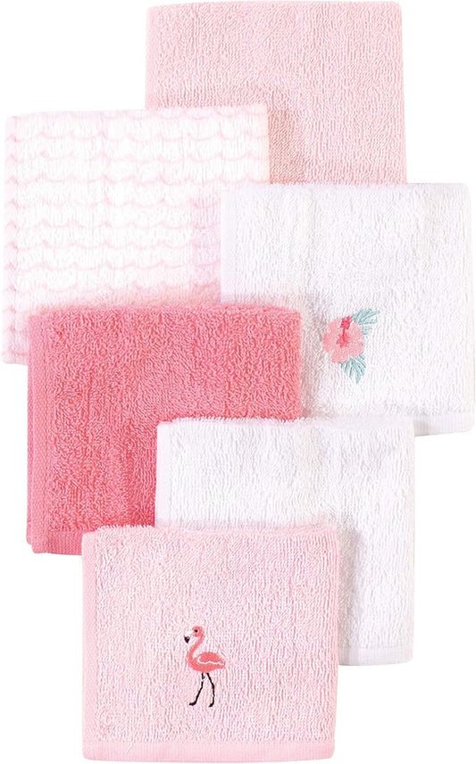 Hudson Baby Unisex Baby Super Soft Cotton Washcloths, Flamingo, One Size