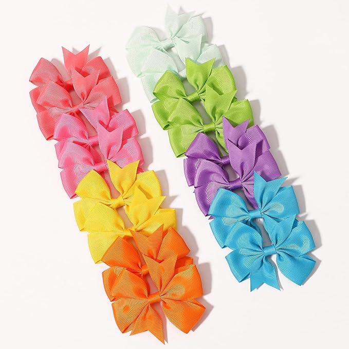 60PCS 3 Inch Hair Bows Grosgrain Ribbon Toddler Hair Accessories with Alligator Clip Bow for Girls Baby Kids Teens In Pairs