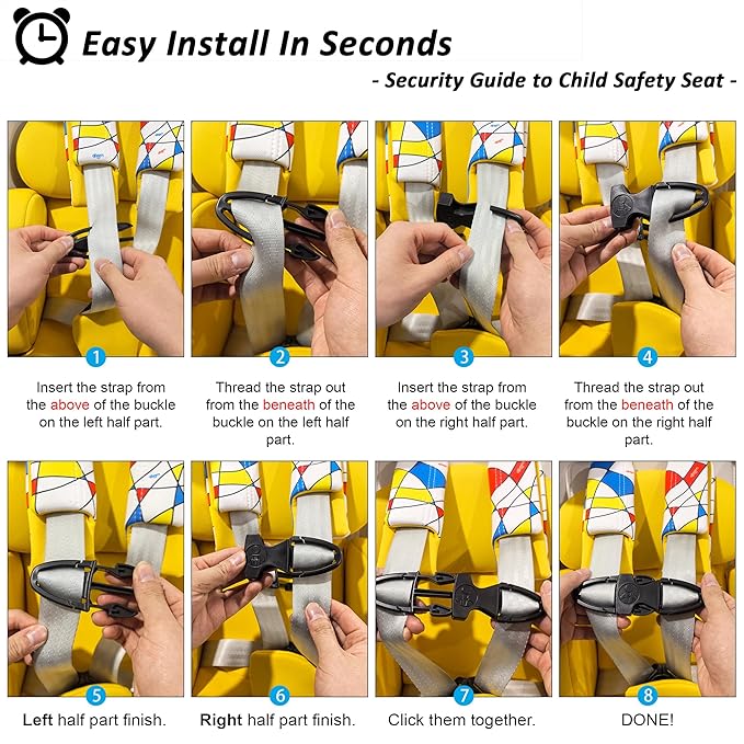 Universal Child Seat Chest Harness Clip, Anti-Escape Seat Buckle Guard Clip Lock, Safety Buckle Lock Replacement for Kids Trend Adjustable Guard, for Stroller (1 Pcs, Black)