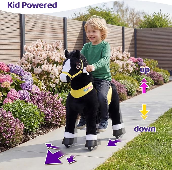 PonyCycle Pony Cycle 4-7 Ride on Pony Toy Spring Rocking Horse Riding Toy Essential Model E (35.4" Height/Size 4) Horse Rider Ride on Toys Bouncy Animals Toddlers Spirit Riding Horse Black E438