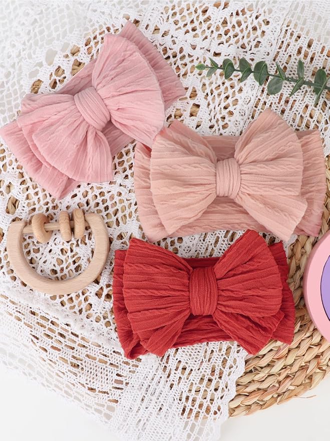 AQOKKA Baby Bows Headbands Nylon Baby Girl Headbands Soft Handmade Hairbands Toddler Hair Accessories for Girls Baby Newborn Infant Kids