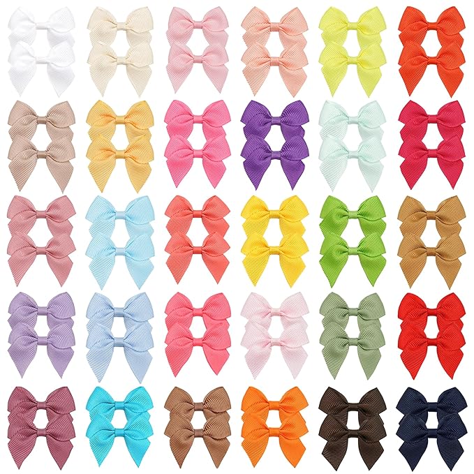 JOYOYO 60 Pieces Baby Hair Bows with Alligator Clips in 30 Pastel Colors, Barrettes and Bows for Baby Girls,Toddlers,Infants(1.8inch)