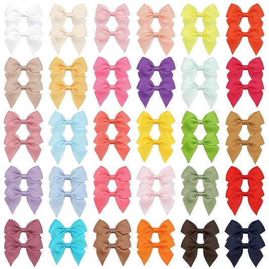 JOYOYO 60 Pieces Baby Hair Bows with Alligator Clips in 30 Pastel Colors, Barrettes and Bows for Baby Girls,Toddlers,Infants(1.8inch)