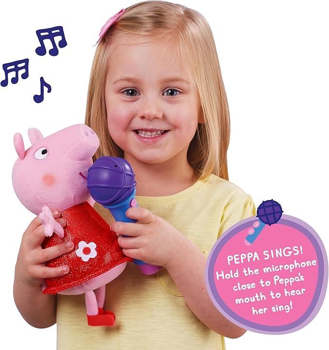 Peppa Pig, Sing With Me Peppa, Interactive Plush, Musical Plush Toy with Microphone, Toys, Preschool Gift