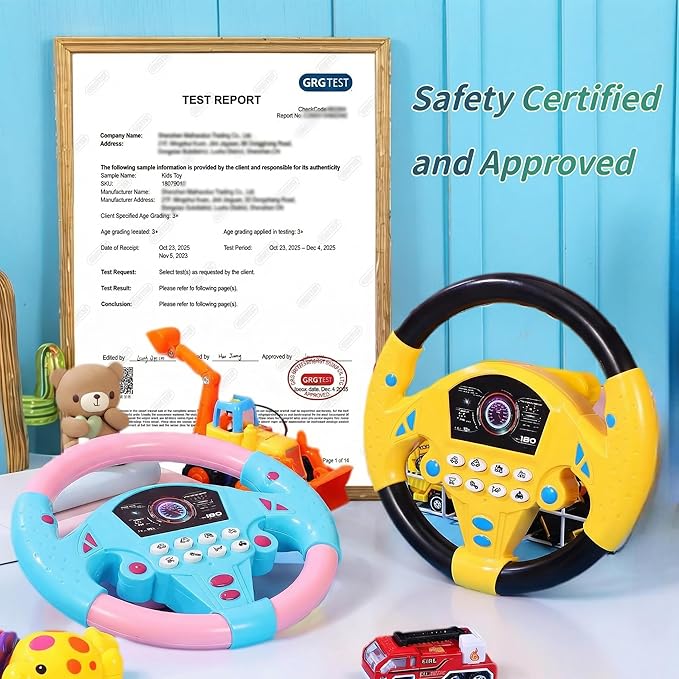 TOYANDONA Kids Steering Wheel Toy - 2PCS Simulated Driving Racing Car Game Toy, Driving Controller Early Education Pretend Driving Steering Wheel with Light Music for Boys Girls 4 5 6 Years Old