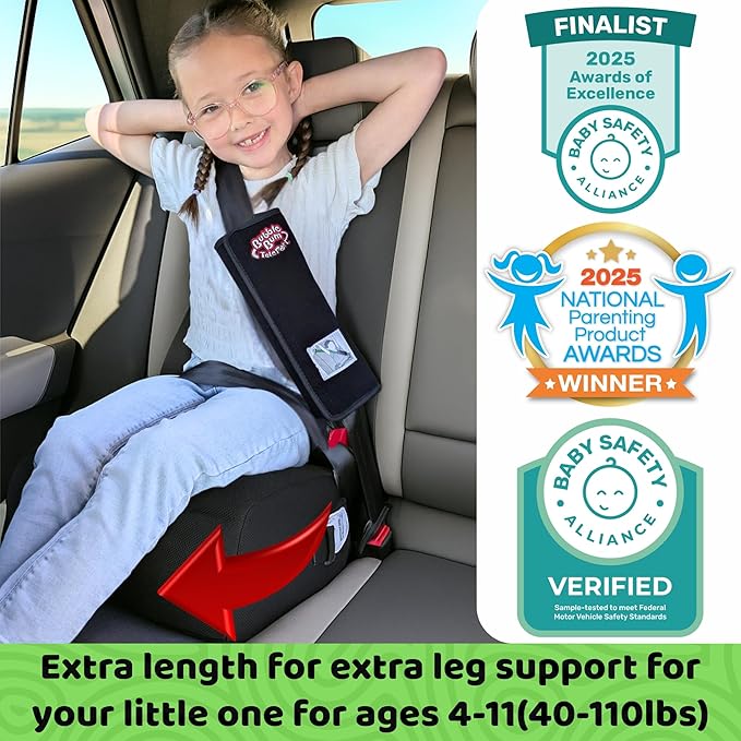 BubbleBum Teleport Backless Booster Car Seat, Kids Booster Seat for Car 40-100 lbs, Telescopic Portable Carseat, Ideal for Everyday Use and Foldable for Travel, 4 Year Old + Child/Toddler - Black