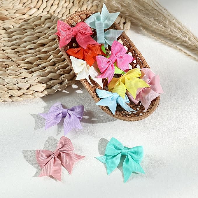 48PCS 2inch Hair Clips, OAOLEER Fully Lined Bows Hair Pins Tiny Alligator Clips for Girls Infants Toddlers 24 Colors in Pairs (Style A-48pcs)