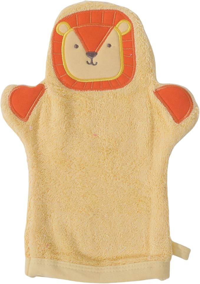 JN&LULU Baby Organics Bath Mitt Toddlers Bath Cotton and Soft Scrub Bathing Loofah Baby Shower Gifts (Lion)
