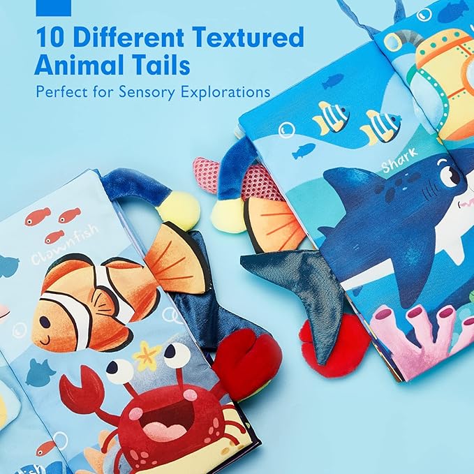 hahaland Baby Books 0-6 Months,Infant Tummy Time Toy High Contrast Sensory Baby Toys 6 to 12 Months Touch Feel Book Gift Christmas Stocking Stuffers for Boy Girl 0-3 Months Book Early Learning Toy