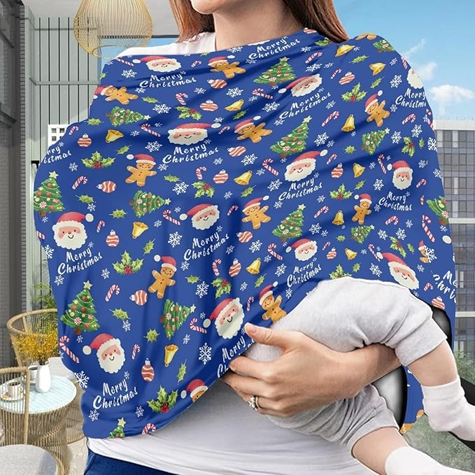 AFPANQZ Santa Print Baby Car Seat Canopy Nursing Cover Sunflower Breastfeeding Scarf Shopping Cart Covers Stroller Sunshade High Chair Cover Car Seat Covers Girls