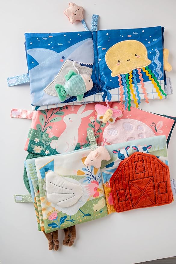 Stephen Joseph, Soft Fabric Book, Soft Activity Baby Book - 6 Sensory Filled Pages, Sensory Toys for Babies and Toddlers, Garden