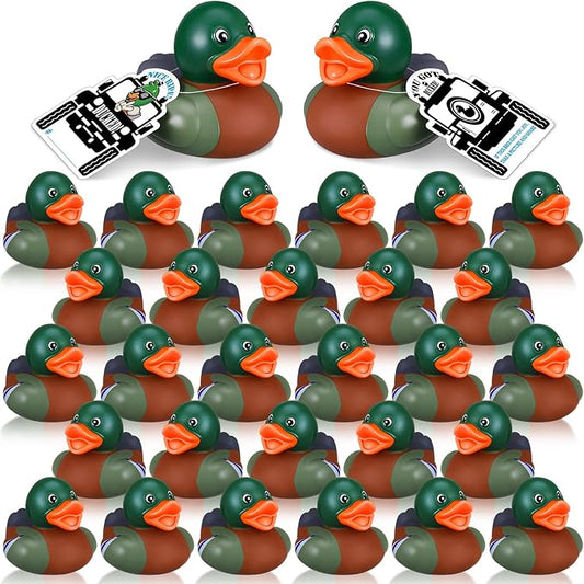 Gemscream 30 Pcs Mallard Rubber Ducks Bulk - 2 in Mallard Floating Bath Duck with Party Cards Adorable Party Favors for Pool Bath, Ducky Birthday Gift & Nature Birds Lovers Hunting Decoration