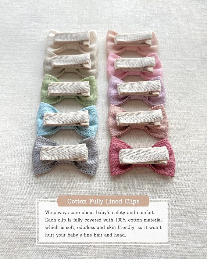 Cherssy Hair Bow Clips for Girls, 20pcs 2" Neutral Fully Lined Alligator Clips and Baby Barrettes, Non Slip Hair Accessories for Infants Toddlers School Age Girls