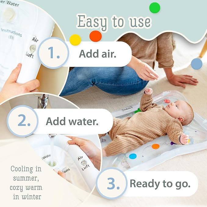 Tummy Time Water Mat for Babies – Sensory Baby Water Play Mat – Award-Winning Infant Activity Mat for Motor Development – Premium, Baby-Safe Water Tummy Time Mat – Circus Animals Small