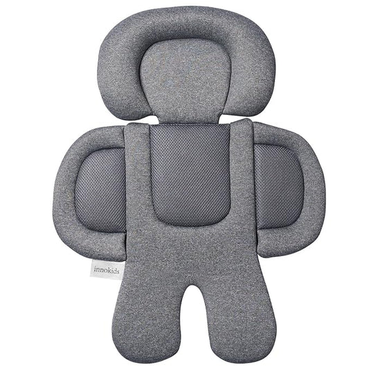 Innokids Infant Car Seat Insert for Newborn, 2 in 1 Reversible Soft Padded Baby Head and Body Support for Stroller, Carseat, Swing (Gray/Black)