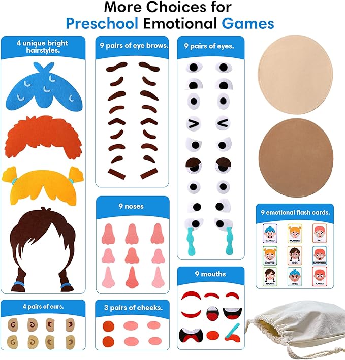 Montessori Toys for 3 Years Old Girls Boys Gifts, Busy Board Sensory Toys for Kids with 2 Faces Social Emotional Learning Feeling Educational Toys