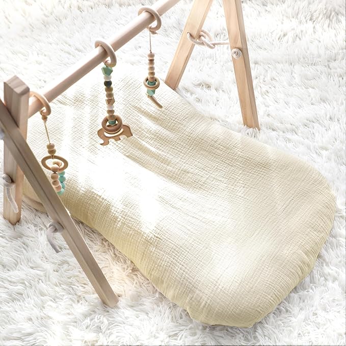 Hooyax Muslin Baby Lounger Cover 1 Pack, 100% Cotton Soft & Breathable Infant Lounger Covers Only for Newborn (Cream)