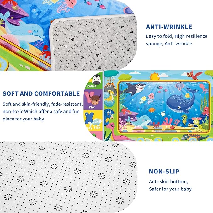 Baby Play Mat for Floor, Playmat Baby Crawling Mats Educational Tummy Time Mats Soft ABC Play Rug for Toddlers Infants Kids Rug for Playroom Classroom(78.7X59 INCH, Style 2)