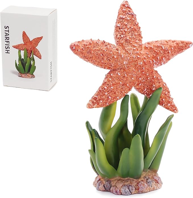Gemini&Genius Starfish with Seaweed Ocean Toys for Kids 3-5 Years Old, Realistic Sea Animal Action Figures, Starfish Figurine for Toddlers, 2Pcs Gift for Educational, Display, Play, Collection Toys