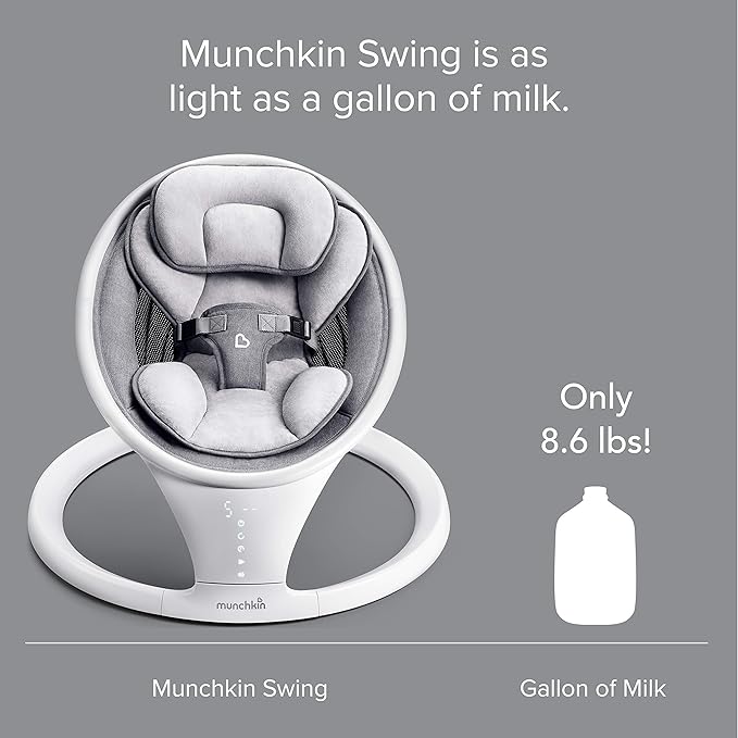 Munchkin Baby Swing with Bluetooth and Shhh… Sleep Soother White Noise Machine - Perfect for New Parents