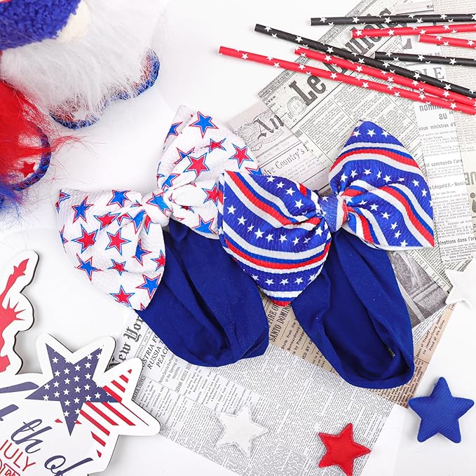 4th July 6“ Large Bow Nylon Headband
