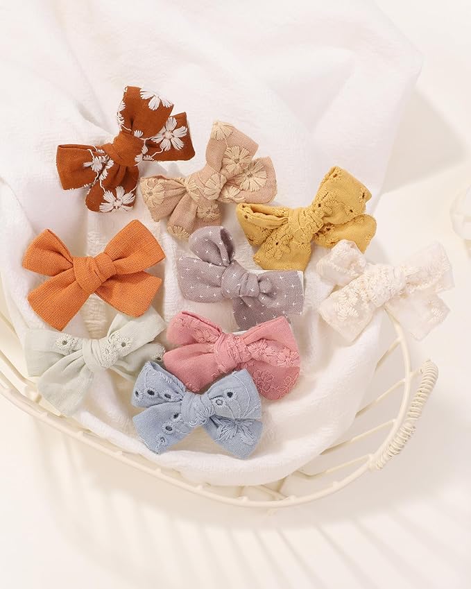 jollybows 20pcs Mini Fully Lined Hair Clips and Bows for Girls, Infants, Toddlers, Kids, and Teens - 2" Tiny Barrettes for Fine Hair