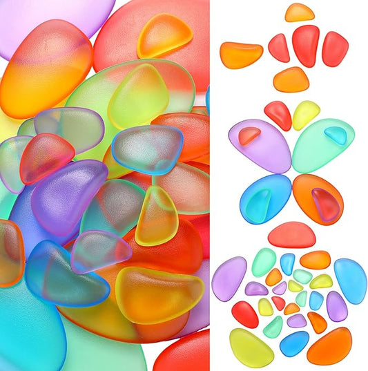 Simgoing 144 Pcs Rainbow Stacking Stones Colorful Pebbles Sorting and Stacking Stones Light Table Accessories Manipulatives Educational Toys for Preschool Kindergarten Montessori Toys, 6 Colors