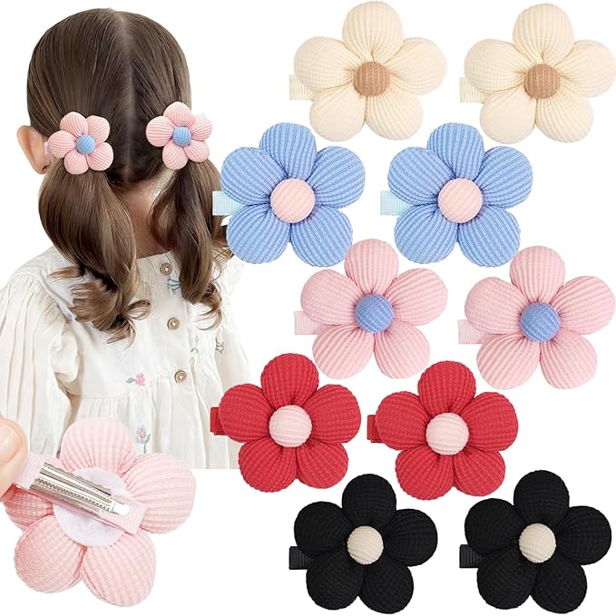 CÉLLOT Flower Hair Clips,10 Pcs Non-Slip Flower Bows Alligator Clips Hair Accessories for Girls Toddlers Teens and Women