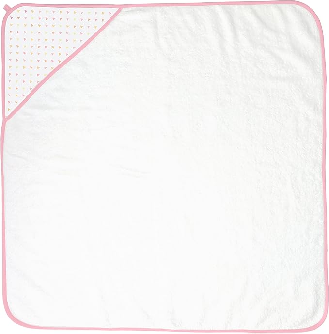 SwaddleDesigns Cotton Terry Baby Hooded Towel, Tiny Triangle Shimmer, Pink