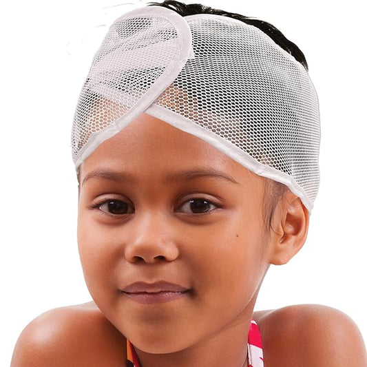 DONNA Comfortable Mesh Wrap for Kids – Adjustable Hair Wrap with Cool Mesh Fabric – Wide Headband Design for Natural Hair Protection (WHITE)