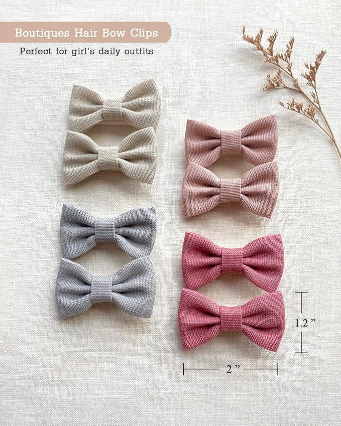 Cherssy Hair Bow Clips for Girls, 20pcs 2" Neutral Fully Lined Alligator Clips and Baby Barrettes, Non Slip Hair Accessories for Infants Toddlers School Age Girls
