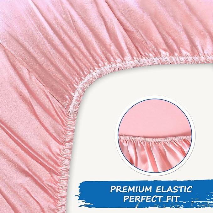 Satin Fitted Soft & Silky Crib Mattress Sheet (52"x28"x8") for Baby Hair & Skin, Pink Satin Baby Sheet, 1 Pack