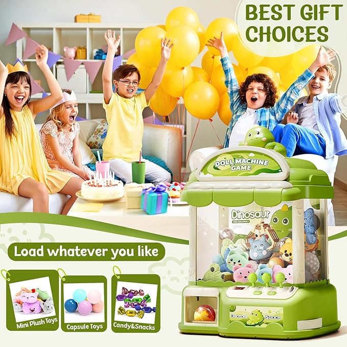 Large Claw Machine for Kids, Musical Electronic Arcade Game Console with Adjustable Sound, Christmas and Birthday Gift for Kids, Includes 30 Toys & 24 Game Coins & 20 Surprise Eggs